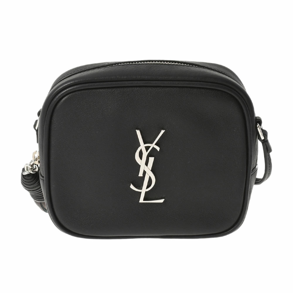 SAINT LAURENT Monogram Blogger Bag Fringe Black Calfskin Shoulder